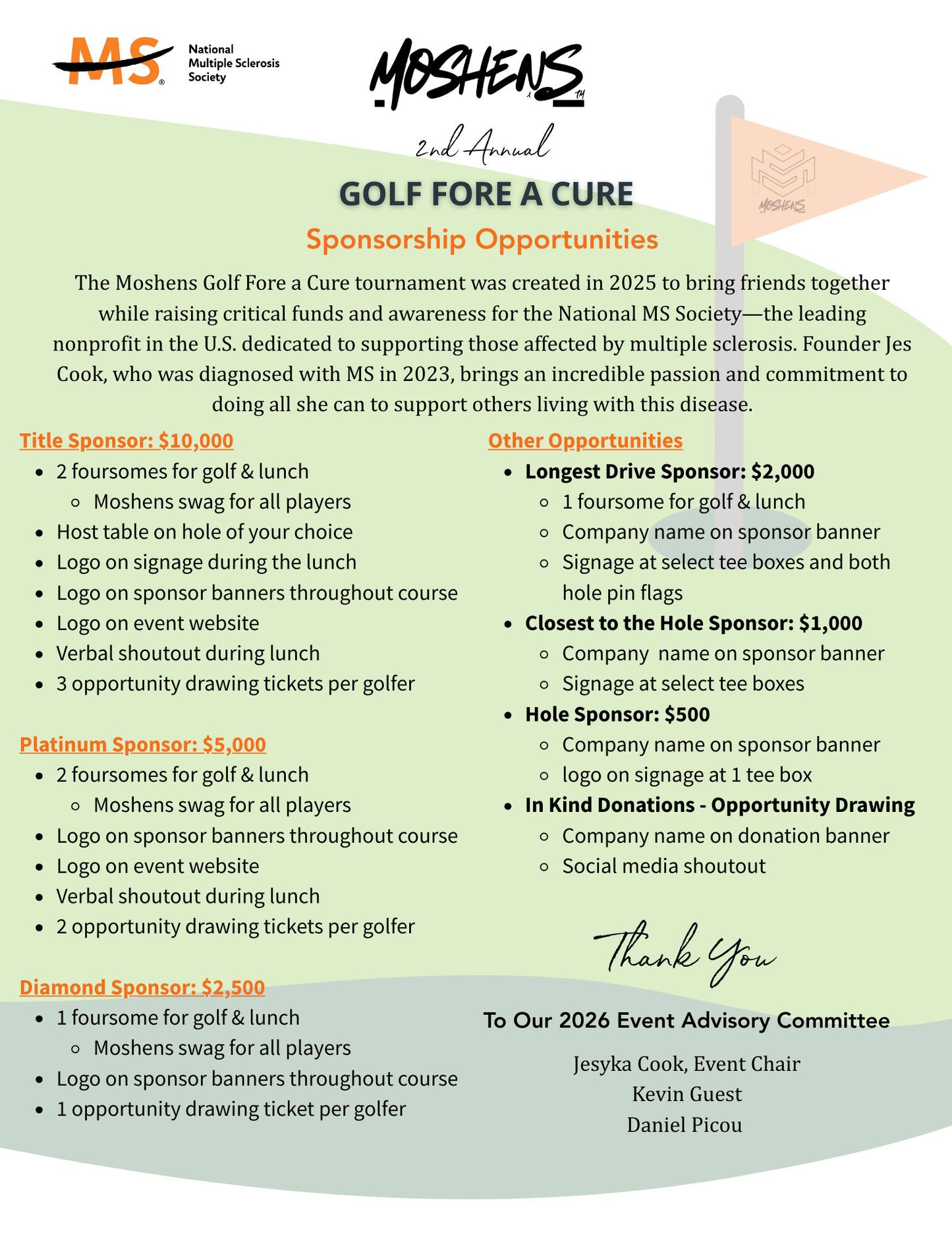 Platinum Sponsor - MoshenS Golf Fore A Cure